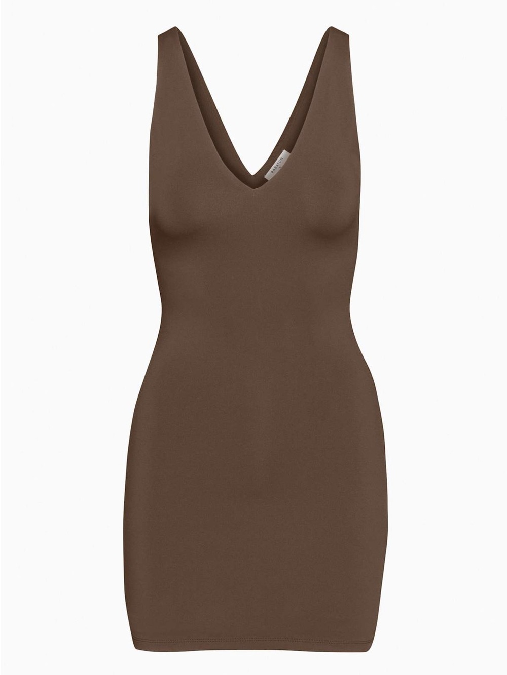 Babaton Brown V-Neck Mini Dress